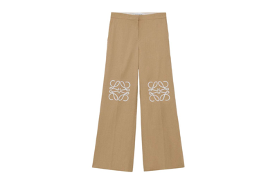 Pre-owned Loewe Cotton And Silk Trousers Beige