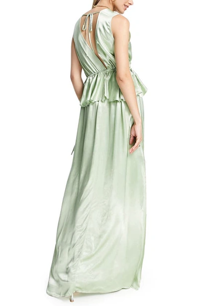 Shop Topshop Bridesmaid Satin Peplum Gown In Light Green