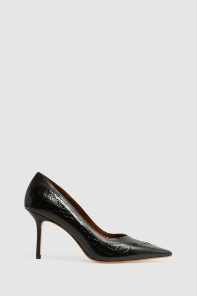 Shop Reiss Gwyneth - Black Leather Contrast Court Shoes, Uk 4 Eu 37