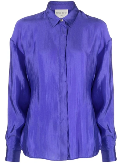 Shop Forte Forte Forte_forte Silk Blend Boyfriend Shirt In Blue