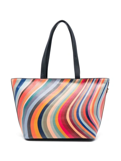 Shop Paul Smith Swirl Leather Shopping Bag In Multicolour