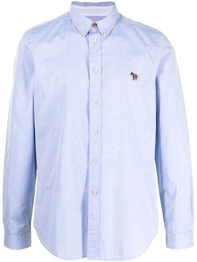 Shop Ps By Paul Smith Ps Paul Smith Logo Cotton Shirt In Blue