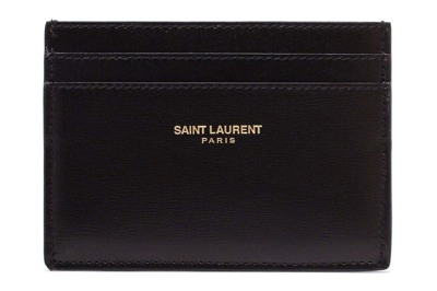 Pre-owned Saint Laurent Card Case In Smooth Leather Black