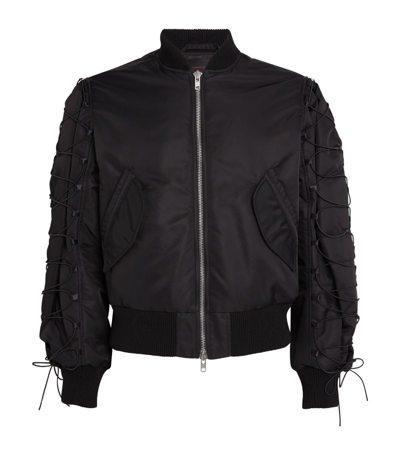Shop Simone Rocha Lace-up Bomber Jacket In Black