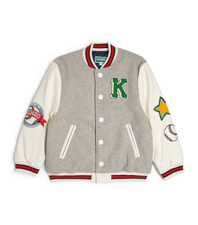 Shop Kenzo Embroidered Varsity Jacket (4-14 Years) In Grey