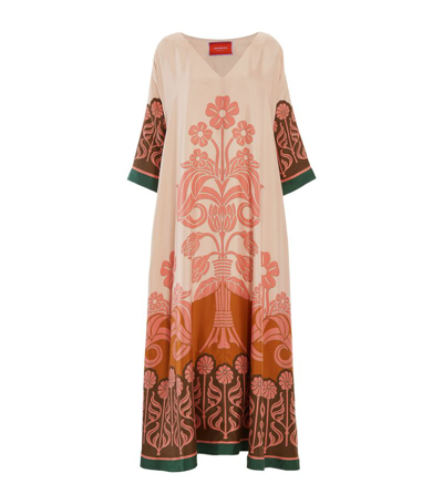 Shop La Doublej Silk Muumuu Dress In Neutrals