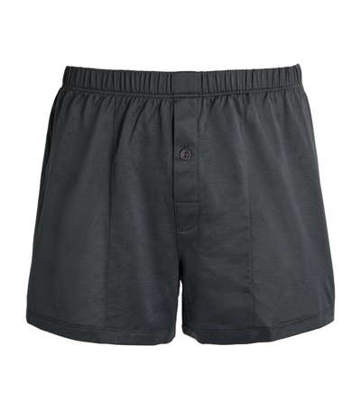 Shop Hanro Cotton Sporty Boxer Shorts In Grey
