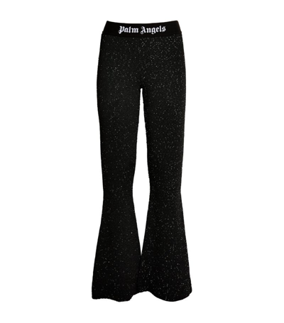 Shop Palm Angels Logo-tape Flared Sweatpants In Black