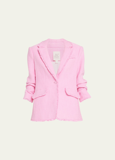 Shop Cinq À Sept Khloe Boucle Blazer In Pink Lemonade