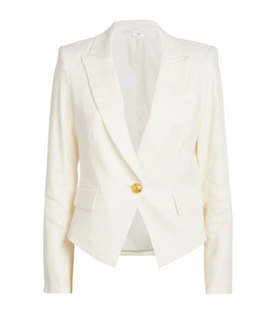 Shop Veronica Beard Linen-blend Hosanna Dickey Blazer In White
