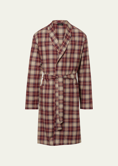 Shop Hanro Men's Cozy Comfort Flannel Robe In Homey Check