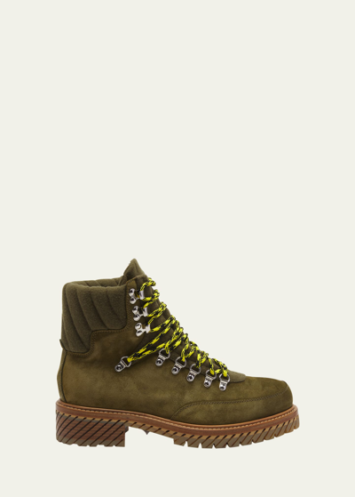 Shop Off-white Men's Gstaad Suede Lace-up Boots In Sand