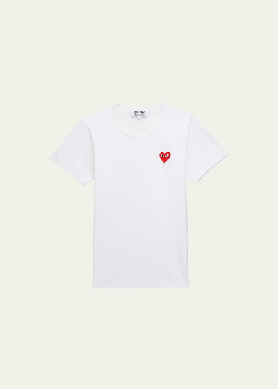 Shop Cdg Play Heart Logo Short-sleeve Cotton T-shirt In White