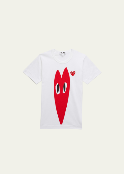 Shop Cdg Play Heart Logo Short-sleeve T-shirt In White