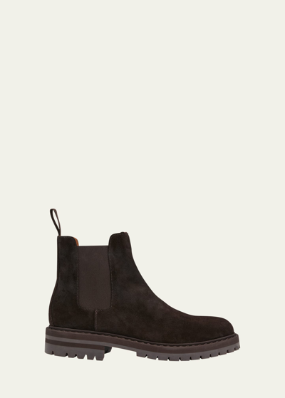 Shop Common Projects Men's Suede Chelsea Boots In Dark Brown