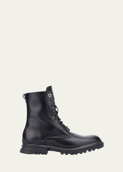 Shop Aquatalia Men's Edmundo Weatherproof Leather Zip Combat Boots In Black