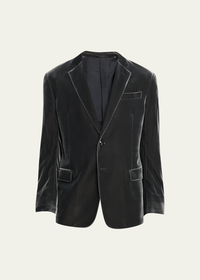 Shop Giorgio Armani Men's Velvet Sport Coat In Multi