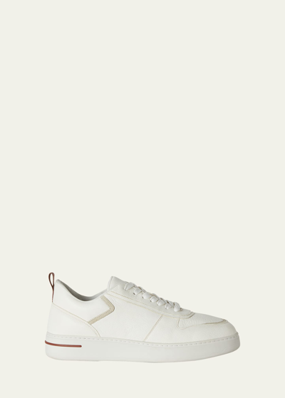 Shop Loro Piana Men's Newport 2.0 Leather Low-top Sneakers In White