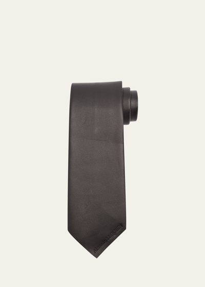 Shop Alexander Mcqueen Men's Leather Tie In Black