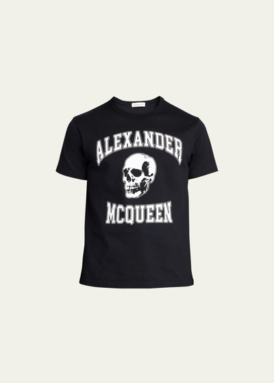 Shop Alexander Mcqueen Men's Skull Logo T-shirt In Black/whit