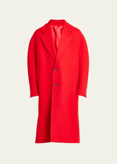 Shop Alexander Mcqueen Men's Wool-cashmere Oversized Coat In Love Red