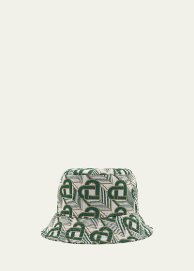 Shop Casablanca Men's Heart Monogram Bucket Hat In Evergreen