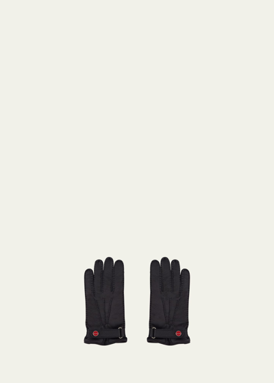 Shop Kiton Men's Deerskin Leather Gloves In Blk