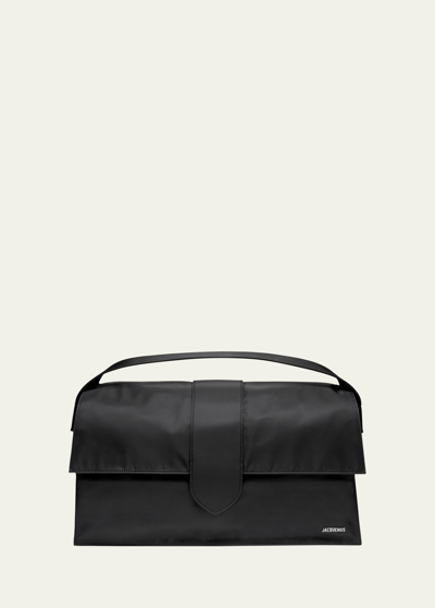 Shop Jacquemus Men's Le Bambino De Voyage Xl Nylon Crossbody Bag In Black