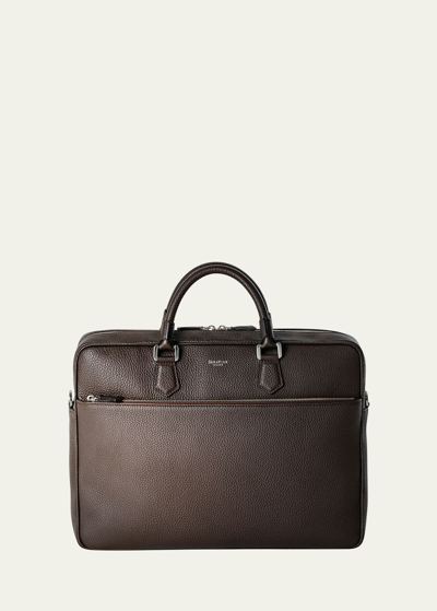 Shop Serapian Men's Slim Briefcase In Cachemire Leather In Espresso