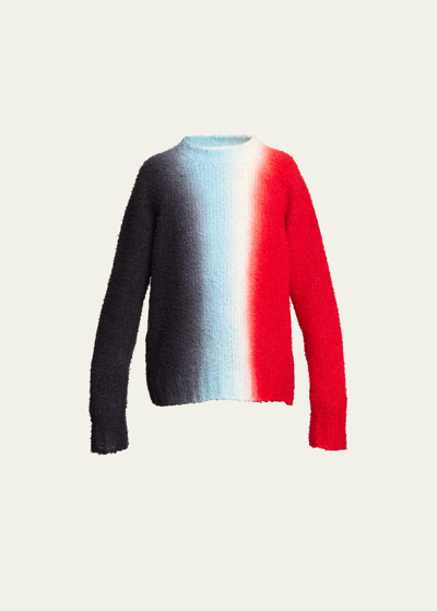 Shop Sacai Men's Space-dye Wool-blend Crewneck Sweater In Black
