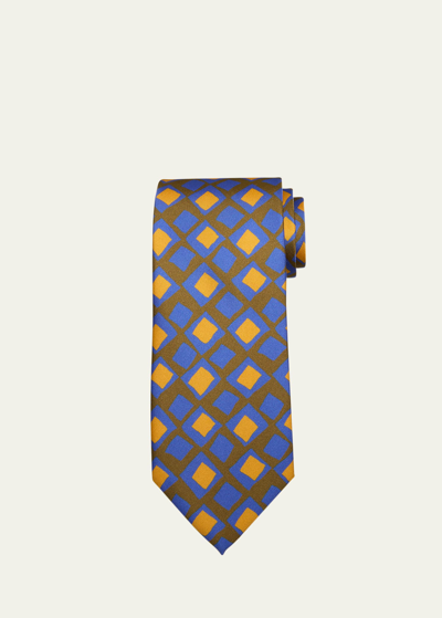 Shop Charvet Men's Square-print Silk Tie In 10 Gry