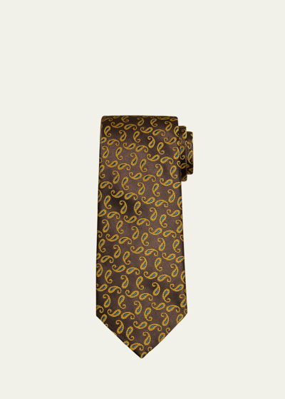 Shop Charvet Men's Paisley Silk Tie In 6 Brown