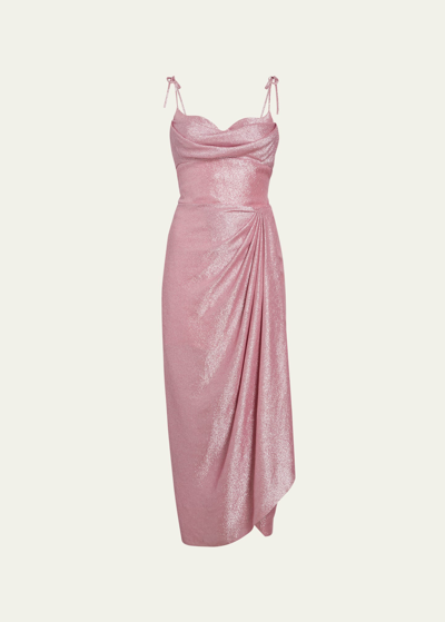 Shop Rosie Assoulin Sarong But So Right Cowl-neck Dress In Pink