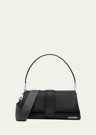 Shop Jacquemus Men's Le Bambimou Nylon Crossbody Bag In Black