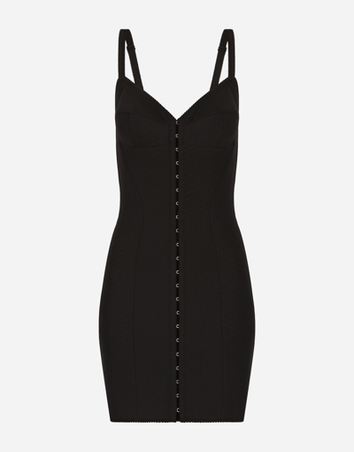 Shop Dolce & Gabbana Short Light Technical Jersey Dress In Black