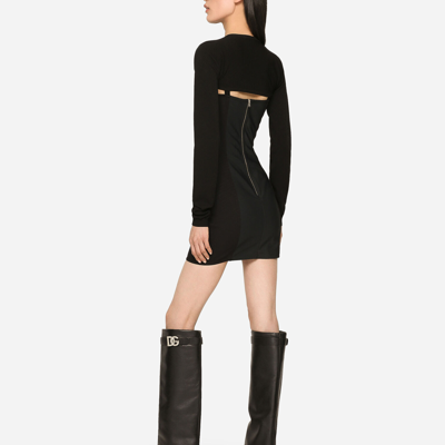 Shop Dolce & Gabbana Short Light Technical Jersey Dress In Black