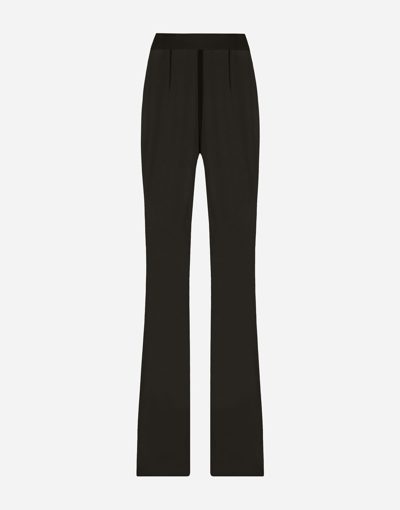 Shop Dolce & Gabbana High-waisted Flared Chiffon Pants In Black