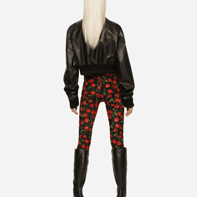 Dolce & Gabbana Short Leather Jacket With Long Sleeves In Black