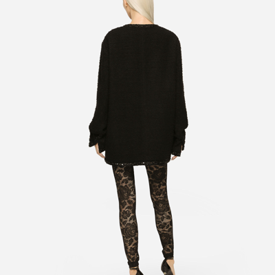 Dolce & Gabbana Floral Lace-stitch Leggings In Black