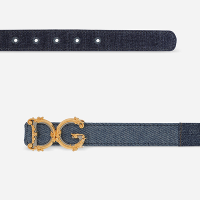 Dolce & Gabbana Logo-plaque Denim Belt In Denim