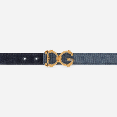 Dolce & Gabbana Logo-plaque Denim Belt In Denim