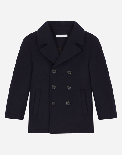Dolce & Gabbana Double-breasted Wool Coat In Blue