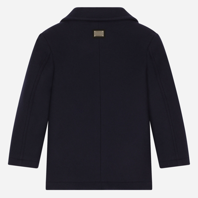 Shop Dolce & Gabbana Double-breasted Wool Coat In Blue