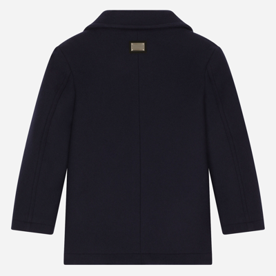 Dolce & Gabbana Double-breasted Wool Coat In Blue