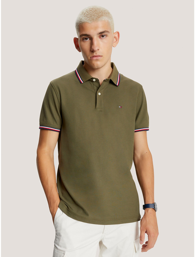Shop Tommy Hilfiger Regular Fit Tommy Wicking Polo In Army Green