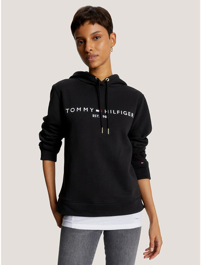Shop Tommy Hilfiger Embroidered Tommy Logo Hoodie In Dark Sable