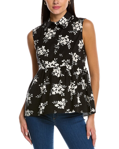 Shop Kate Spade New York Floral Clusters Flounce Top In Black