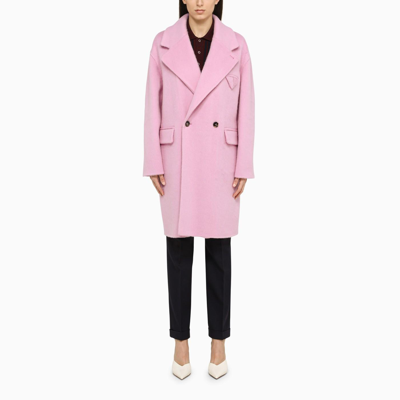 Shop Bottega Veneta Pink Wool And Alpaca Coat