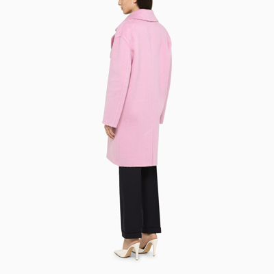 Shop Bottega Veneta Pink Wool And Alpaca Coat