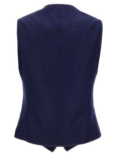Kiton Silk Cashmere Vest Gilet Blue In Blue